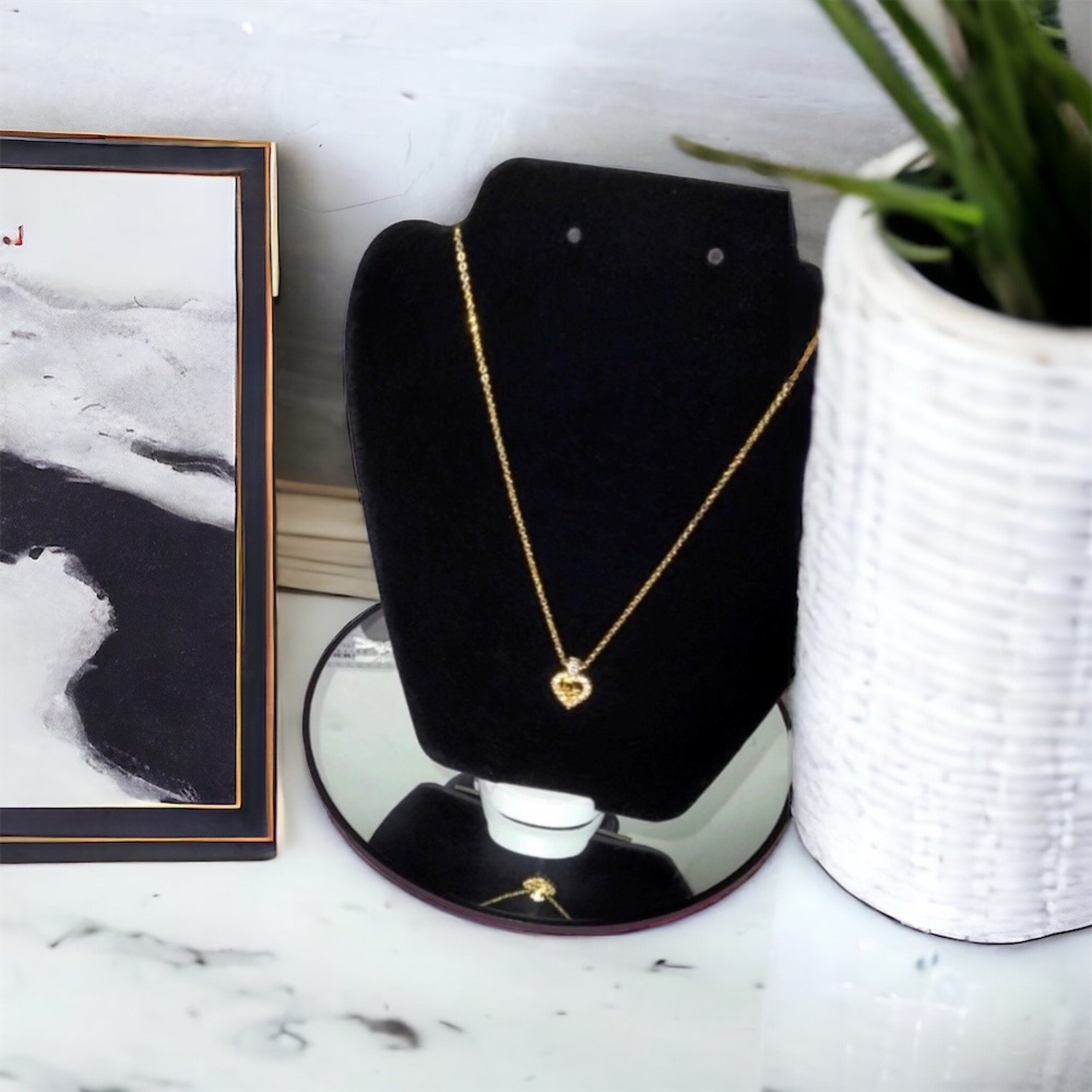 COA CHRISTIAN DIOR CD LOGO RHINESTONE HEART NECKLACE ✨️🔥 - Picture 6 of 6